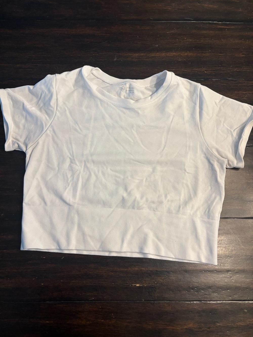 aerie offline White Ribbed Short Sleeve Cropped Tee- women’s size xl